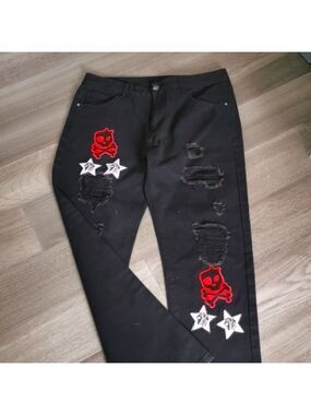SHEIN hip hop, streetwear, gangster black jeans, ripped, grunge punk. Size 38.